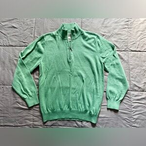 L.L. Bean Men's Sage Green 1/4 Zip-Up Sweater cotton/cashmere size Medium